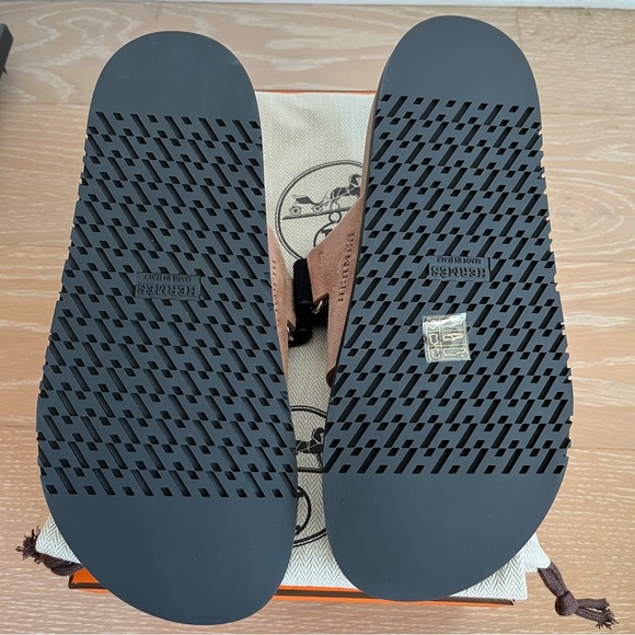 HERMÈS Chypre Sandals Rose Perle/Black size EU 38/US 8 - Picture 3 of 6